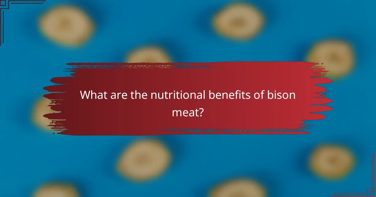 What are the nutritional benefits of bison meat?